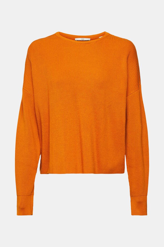 Pullover mit Streifenmuster, 100% Baumwolle, ORANGE, overview