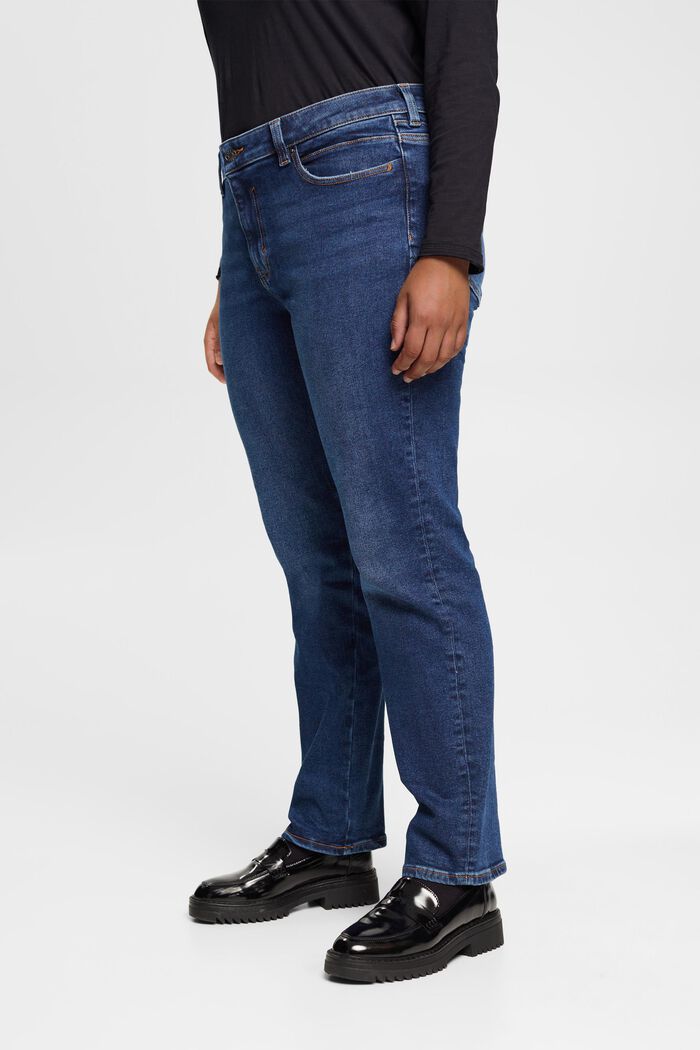 CURVY Straight Fit Jeans, Baumwollstretch, BLUE DARK WASHED, detail image number 0