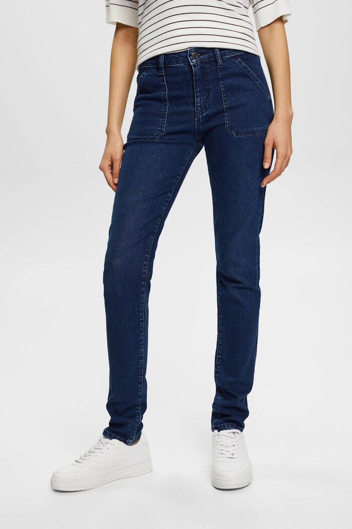 Slim-Fit-Jeans mit mittlerer Bundhöhe, BLUE DARK WASHED, detail image number 0