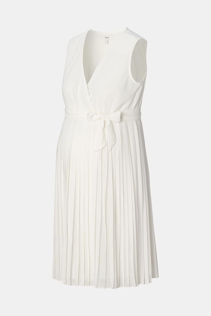 Plissiertes Jerseykleid mit Bindegürtel, OFF WHITE, detail image number 4