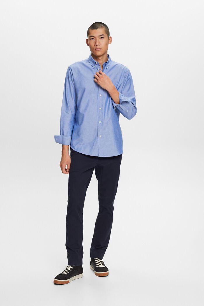 Button-Down-Hemd aus Baumwollpopeline, BRIGHT BLUE, detail image number 1