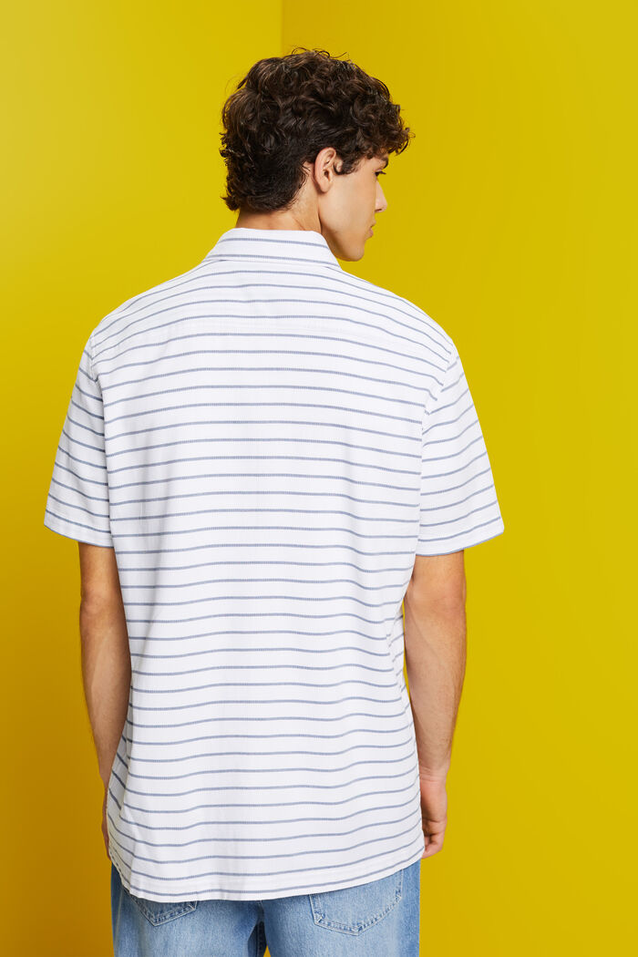 Hemd aus gestreiftem Waffel-Piqué, 100 % Baumwolle, WHITE, detail image number 3