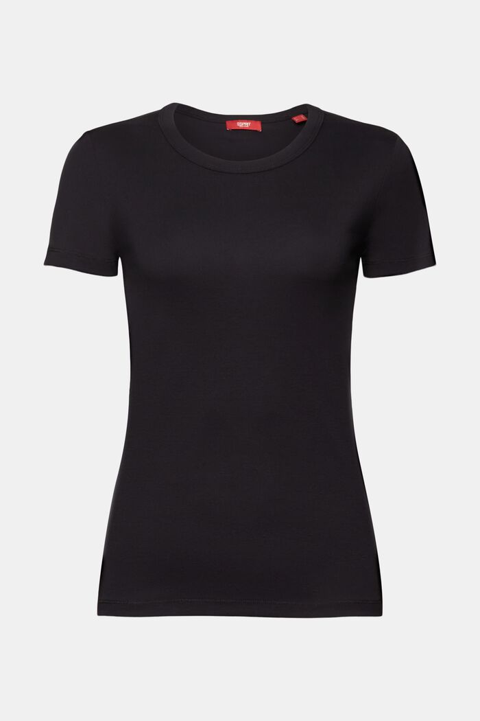 Rundhals-T-Shirt, 100 % Baumwolle, BLACK, detail image number 6