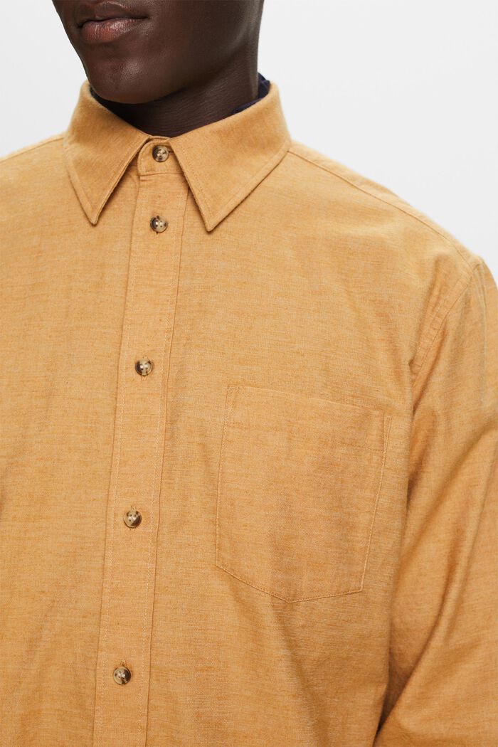 Hemd in melierter Optik, 100 % Baumwolle, CAMEL, detail image number 2