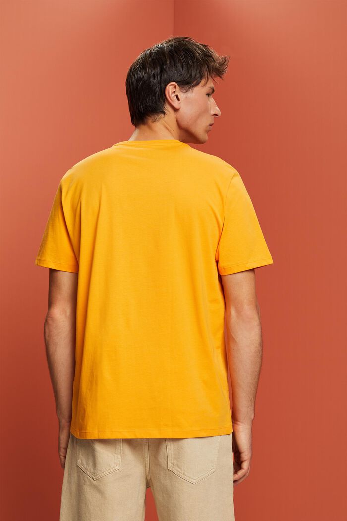 Jersey-T-Shirt mit Brust-Print, 100 % Baumwolle, BRIGHT ORANGE, detail image number 3