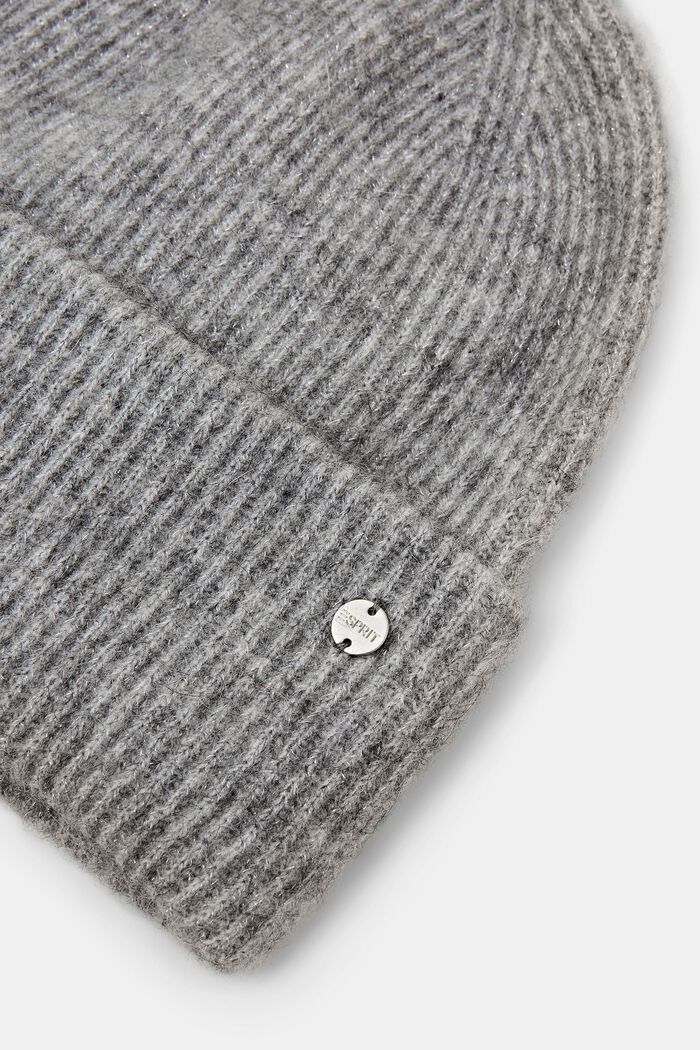 Gerippte Beanie aus Mohair-Wolle-Mix, GREY, detail image number 1