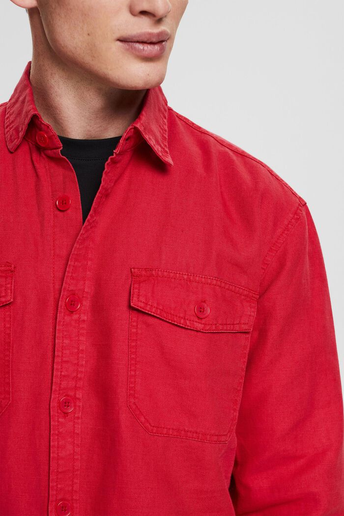 Aus Leinen-Mix: Oversize-Hemd, RED, detail image number 0