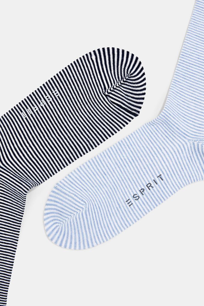 Gestreifte Socken mit Rollrand, Bio-Baumwolle, LIGHT BLUE/BLACK, detail image number 1