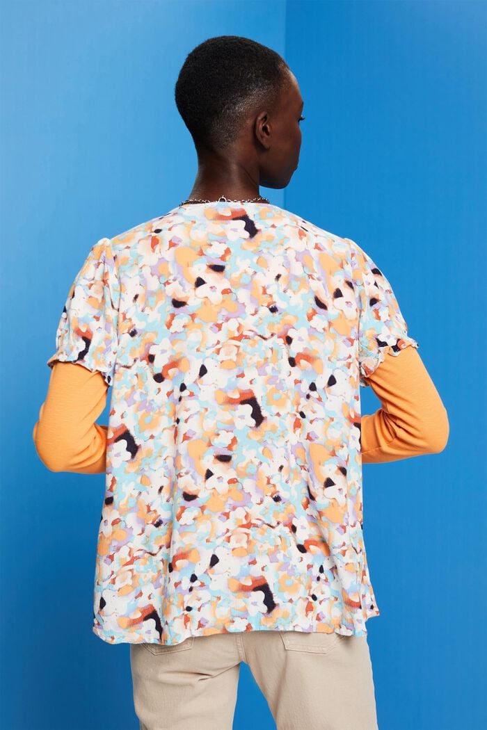 Kurzärmlige Bluse mit Rüschenärmeln, PURPLE, detail image number 3