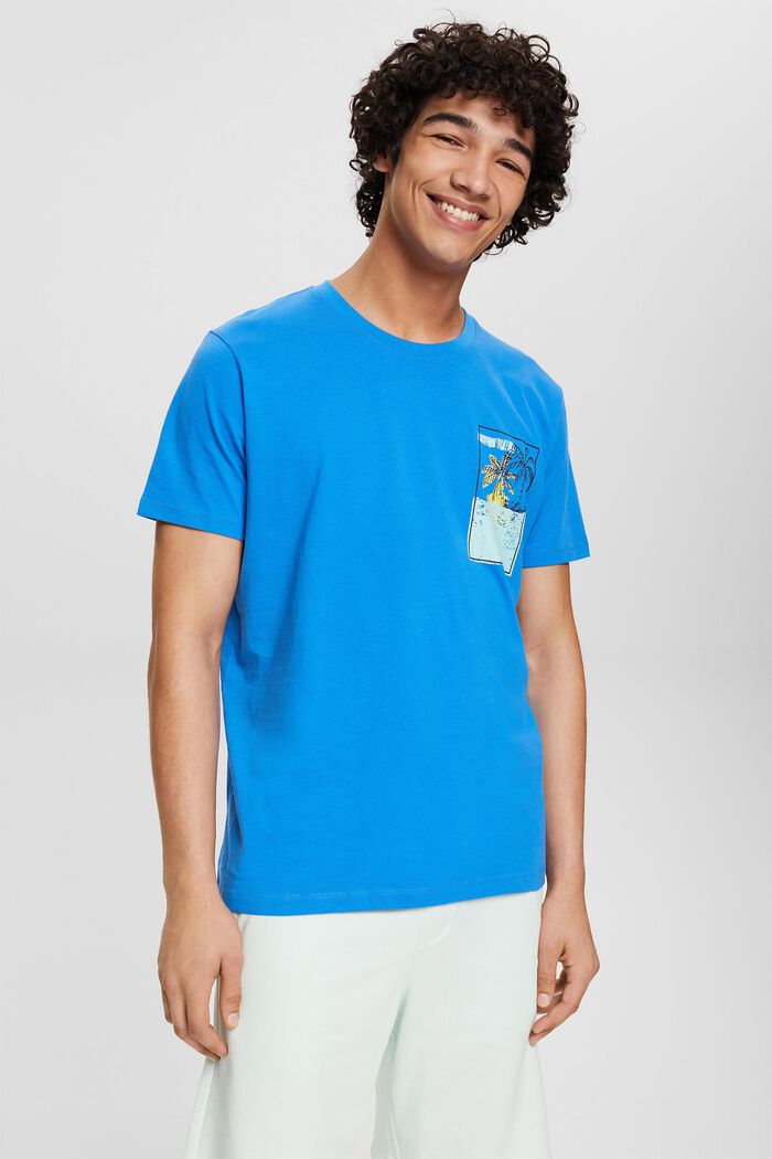 Jersey-T-Shirt mit Print, BRIGHT BLUE, detail image number 0
