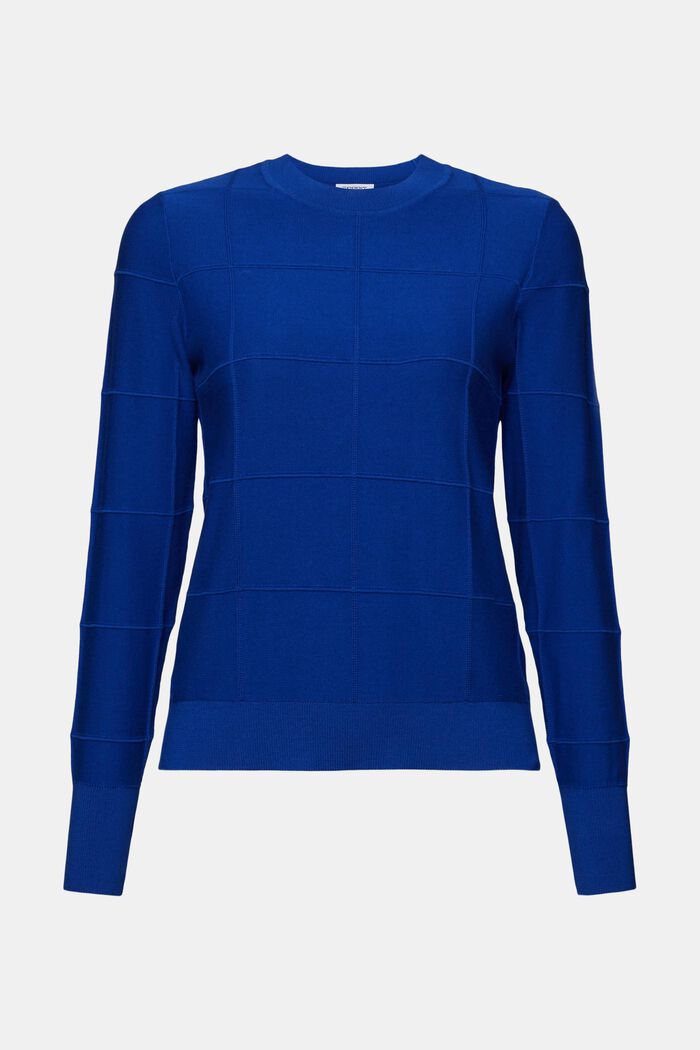 Strukturierter Pullover mit tonalem Gittermuster, BRIGHT BLUE, detail image number 6