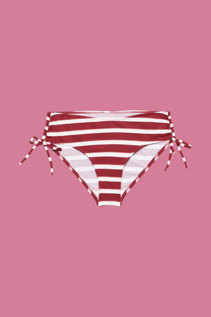 Gestreifte Bikinihose mit mittelhohem Bund, DARK RED, detail image number 4