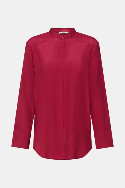 Bluse mit Stehkragen, CHERRY RED, overview