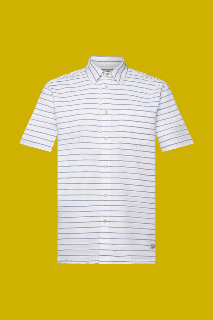 Hemd aus gestreiftem Waffel-Piqué, 100 % Baumwolle, WHITE, detail image number 5