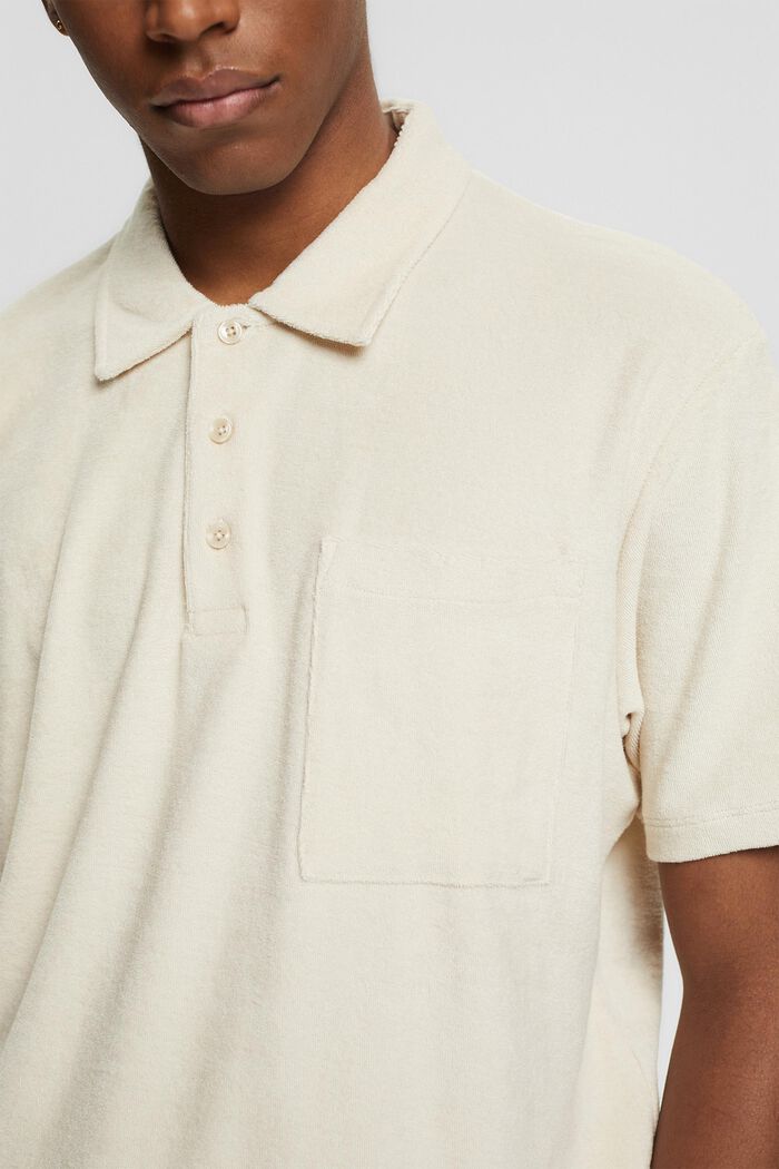 Frottee-Polohemd aus 100% Baumwolle, CREAM BEIGE, detail image number 1