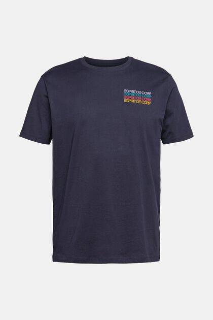 Jersey-T-Shirt mit buntem Logo-Print, NAVY, overview