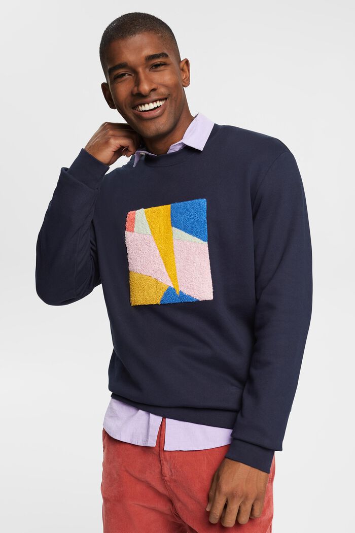 Sweatshirt aus nachhaltiger Baumwolle mit Applikation, NAVY, detail image number 1