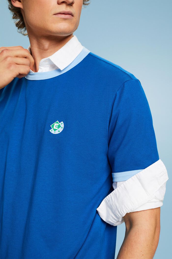 Baumwoll-T-Shirt mit Logo und Rundhalsausschnitt, BRIGHT BLUE, detail image number 3