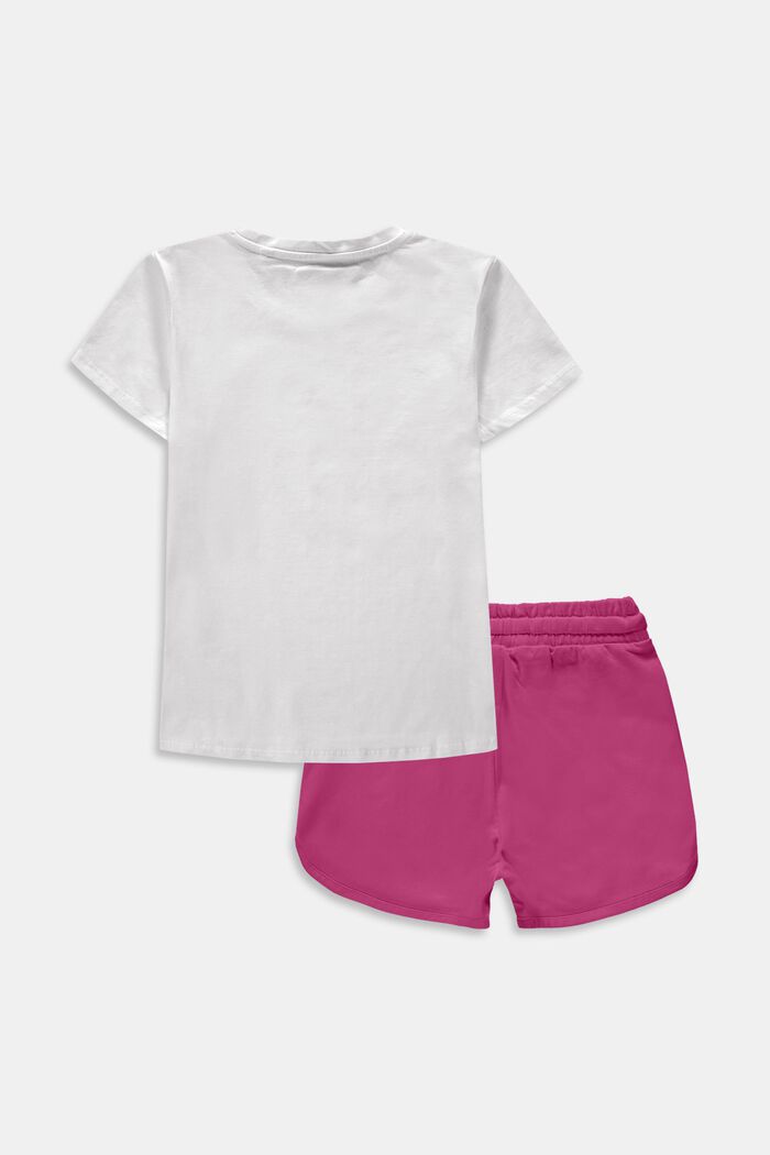 Set: T-Shirt und Shorts aus Baumwoll-Jersey, WHITE, detail image number 1