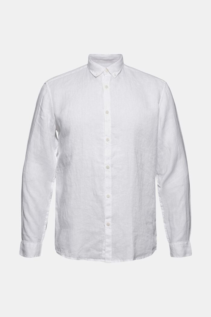 Button-Down-Hemd aus 100% Leinen, WHITE, detail image number 8