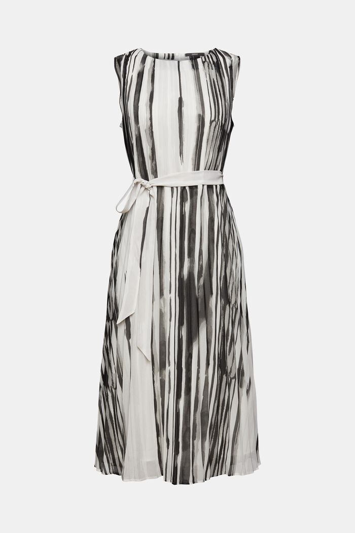 Recycelt: plissiertes Kleid mit Muster, BLACK, overview
