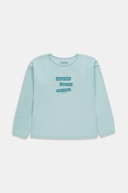 Longsleeve mit positiver Message, LIGHT TURQUOISE, overview