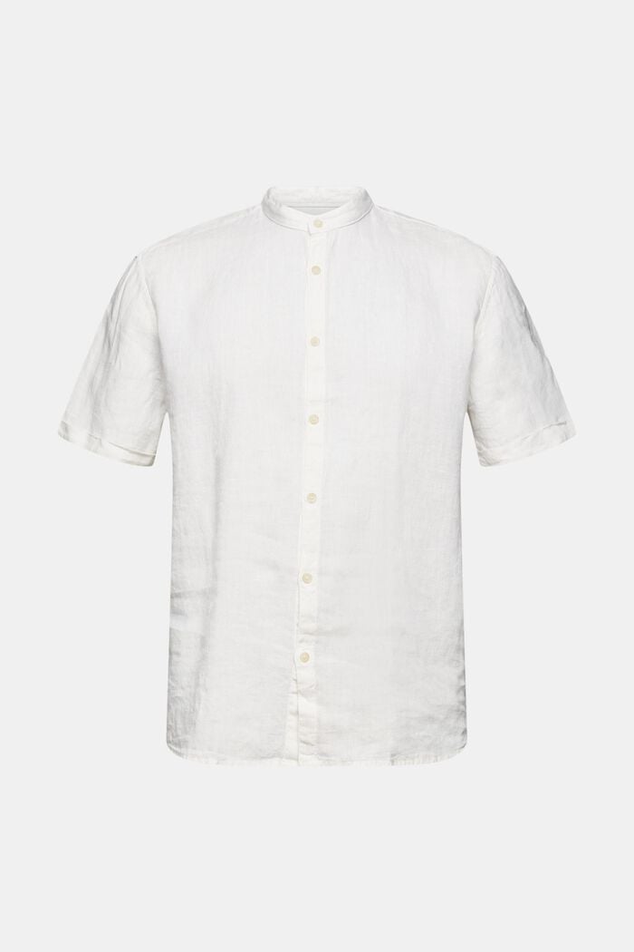 Hemd mit Stegkragen aus 100% Leinen, WHITE, overview