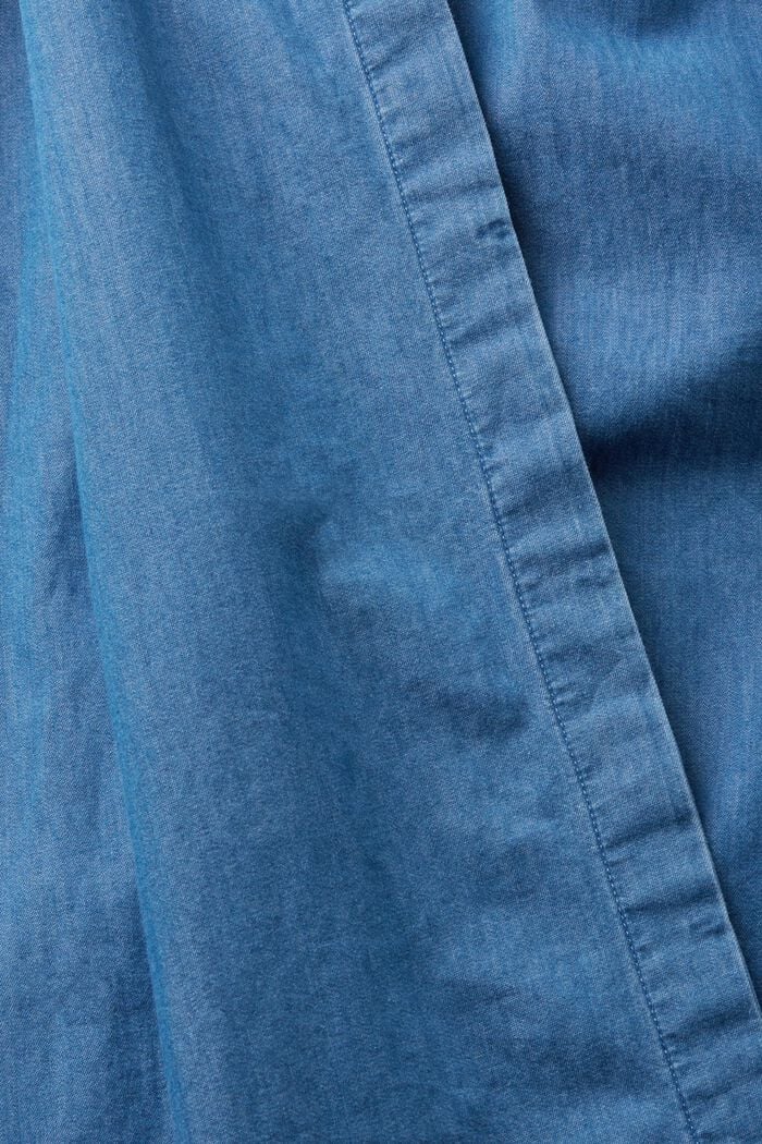 Midikleid aus Baumwoll-Denim mit Bindegürtel, BLUE MEDIUM WASHED, detail image number 5