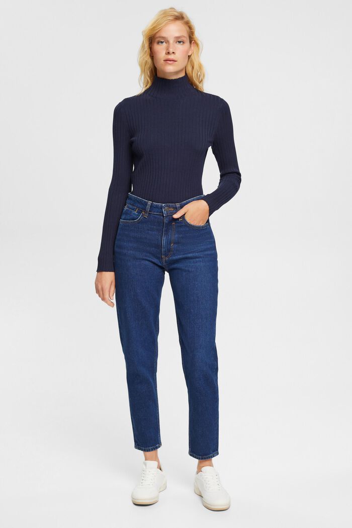 Mom-Jeans mit hoher Taille, BLUE DARK WASHED, detail image number 5