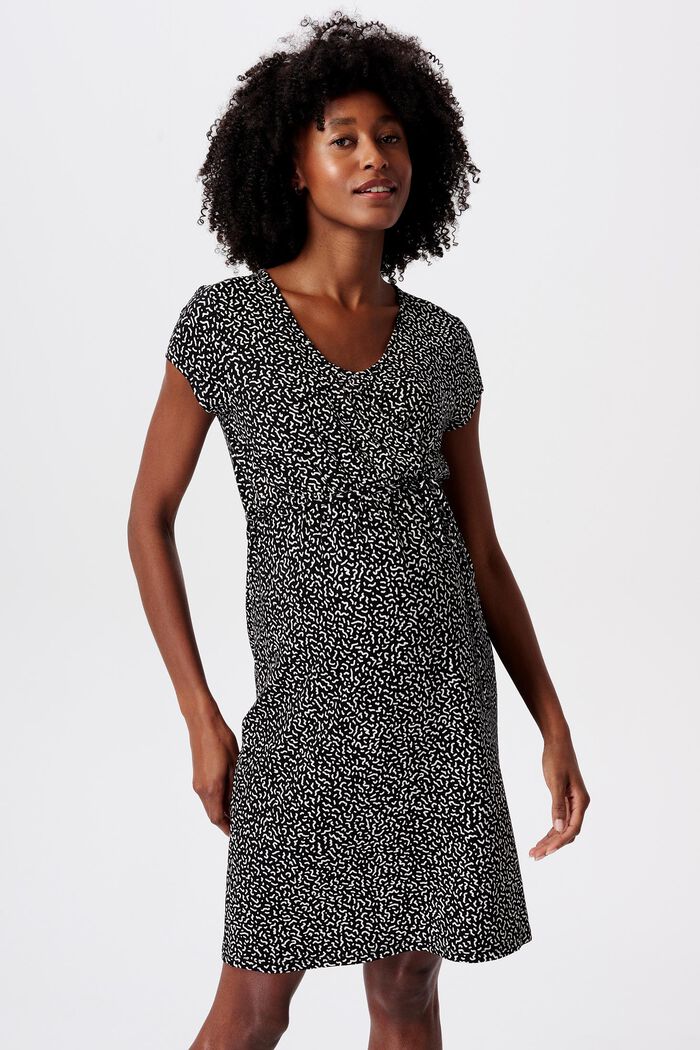 MATERNITY Kleid mit Stillfunktion und Print, DEEP BLACK, detail image number 0