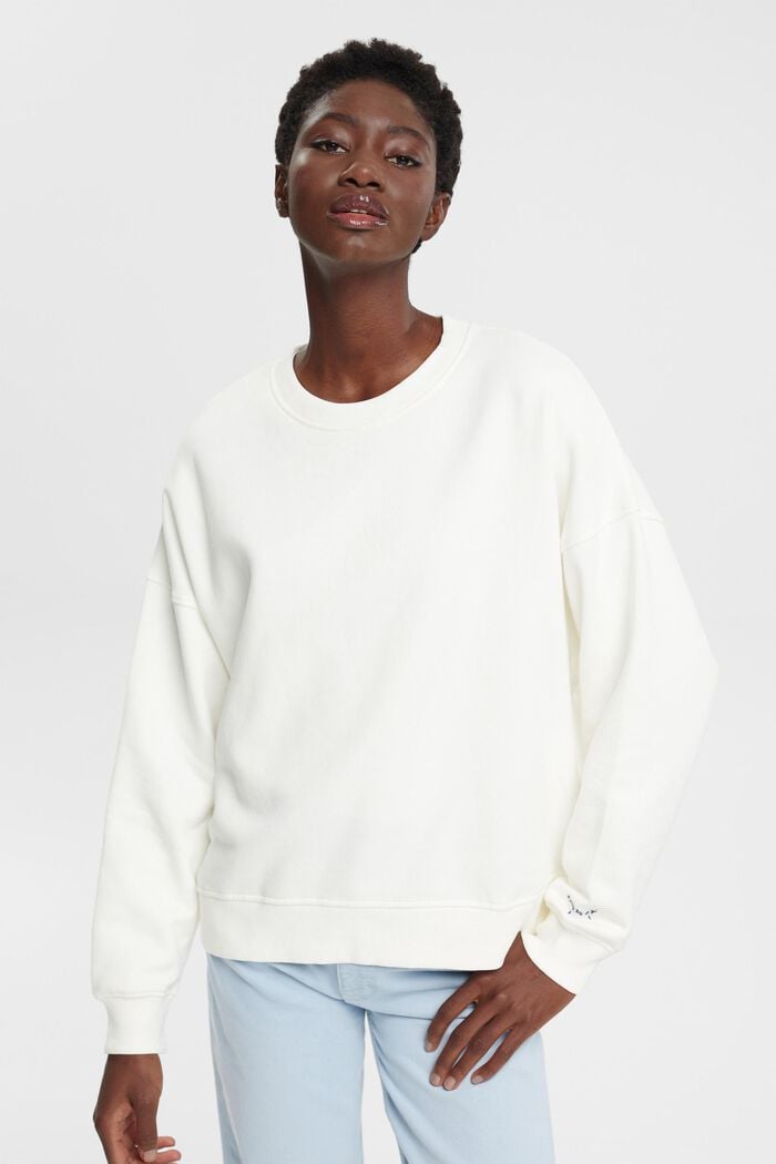 Sweatshirt mit Logostickerei auf dem Ärmel, OFF WHITE, detail image number 0