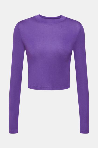 Cropped Fit Longsleeve, PURPLE, overview