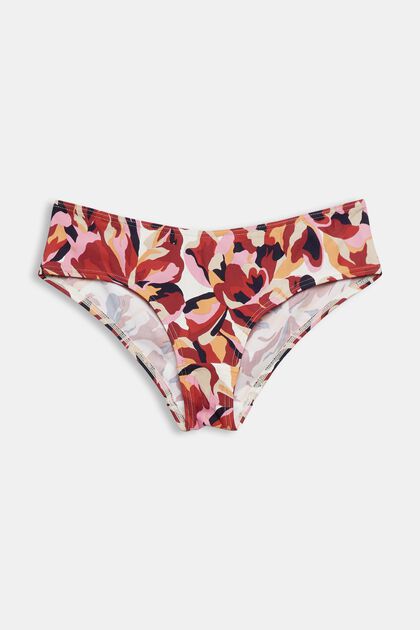 Bikini-Hipster mit floralem Print, DARK RED, overview