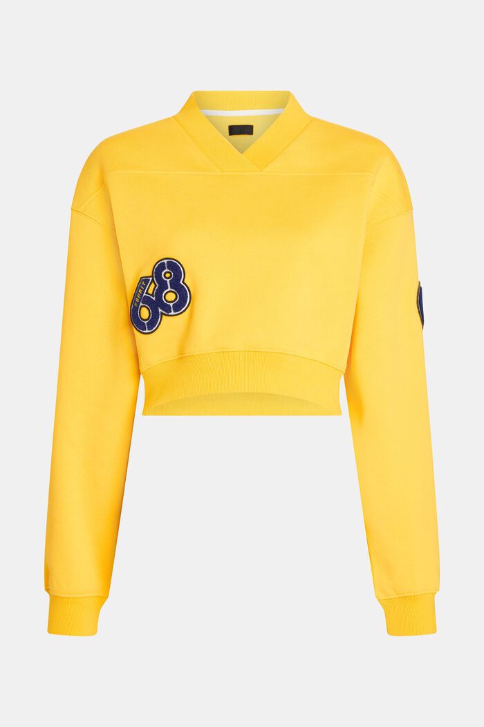 Cropped College-Sweatshirt mit Patches, YELLOW, detail image number 4