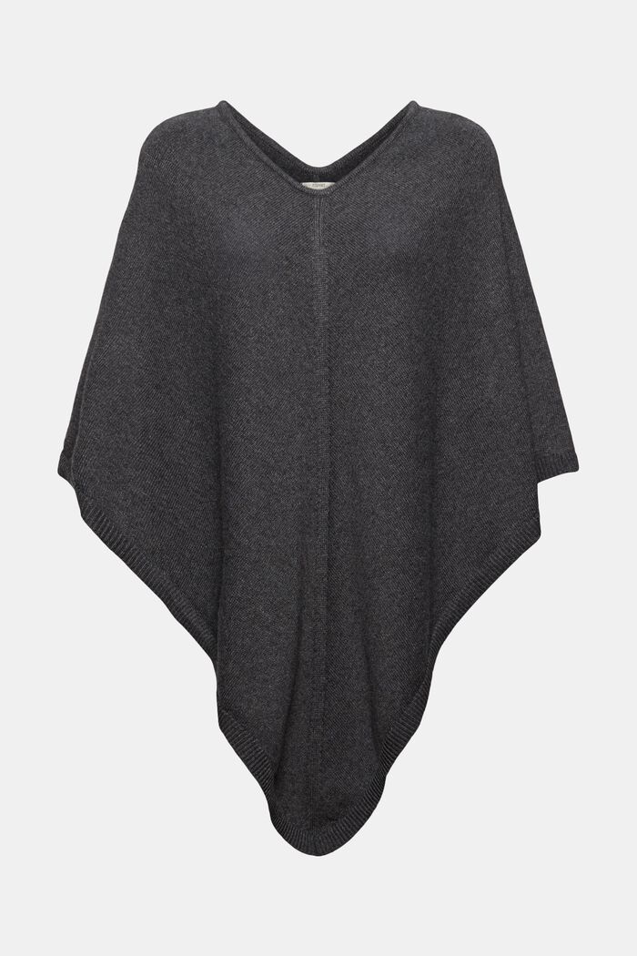 Recycelt: Woll-Mix-Poncho, DARK GREY, detail image number 0
