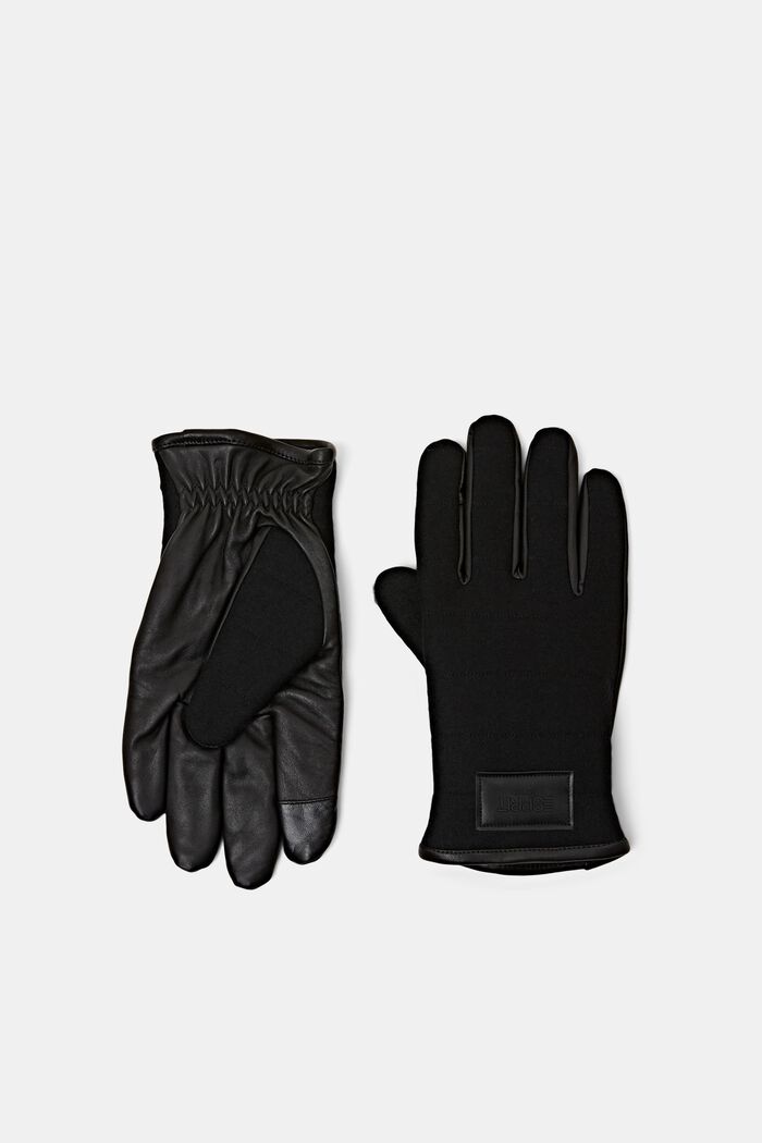 Handschuhe aus Leder und Wolle, BLACK, detail image number 0