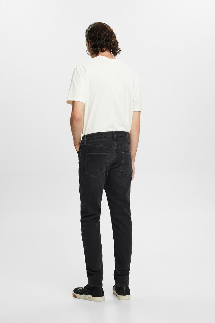 Gerade, konische Jeans mit mittelhohem Bund, BLACK DARK WASHED, detail image number 3