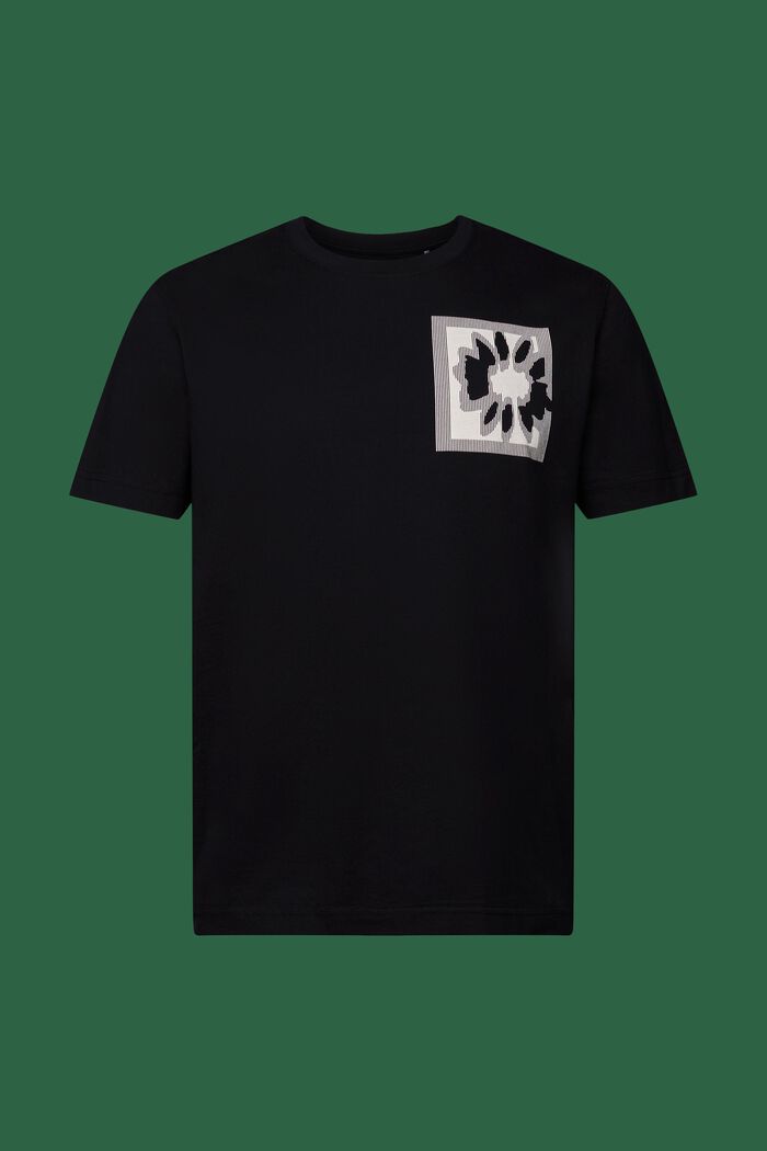 T-Shirt mit floralem Print und Logo, BLACK, detail image number 5