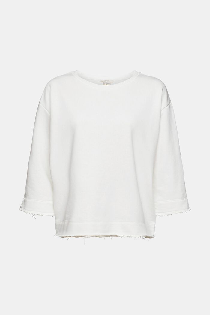 Recycelt: Sweatshirt mit offenen Kanten, OFF WHITE, detail image number 7