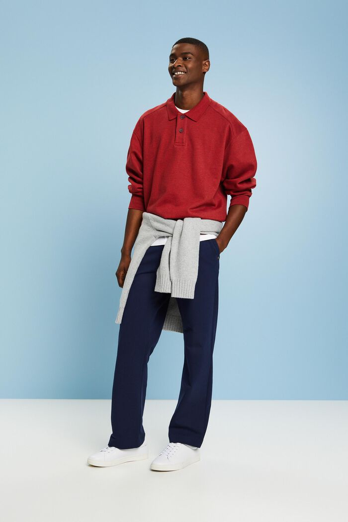 Langärmliges Polo-Sweatshirt, DARK RED, detail image number 1