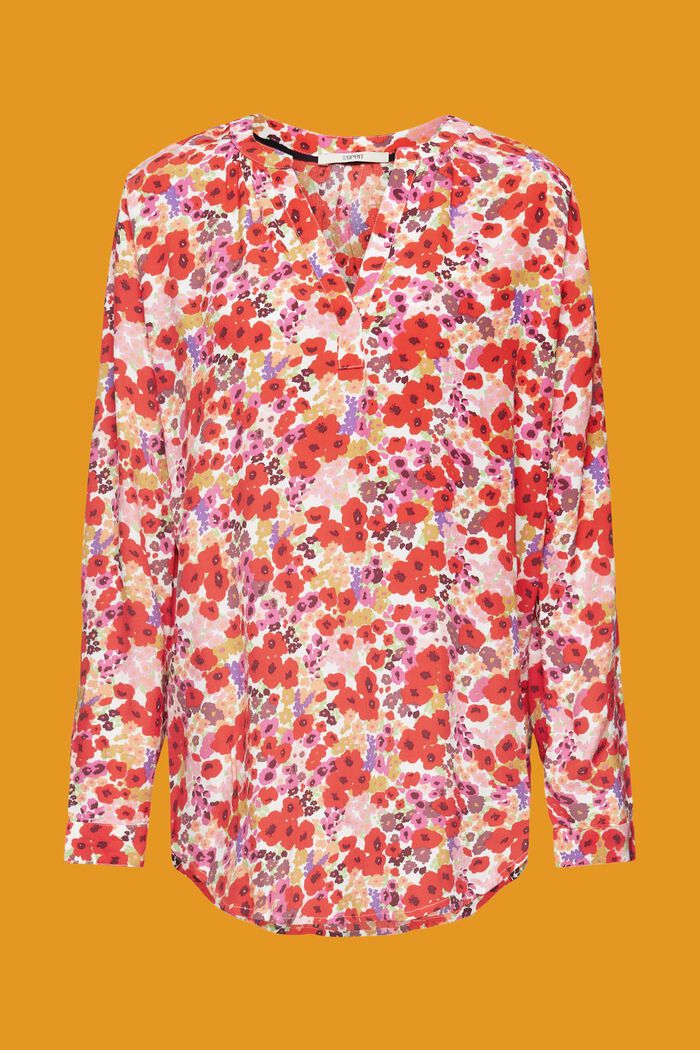 Florale Bluse mit V-Ausschnitt, OFF WHITE, detail image number 5
