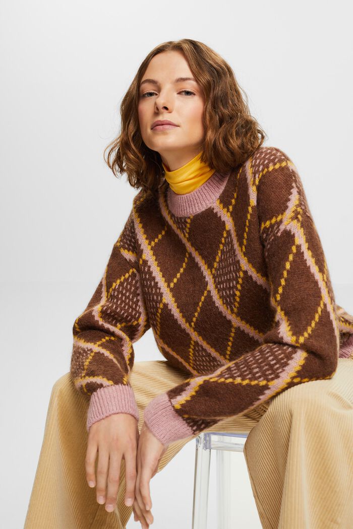 Wollmix-Pullover mit Mohair, TOFFEE, detail image number 0