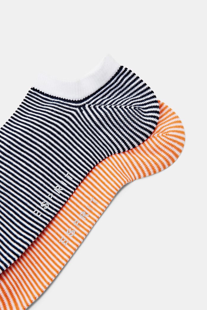 2er-Set Knöchelhohe Socken im Streifendesign, ORANGE/NAVY, detail image number 2