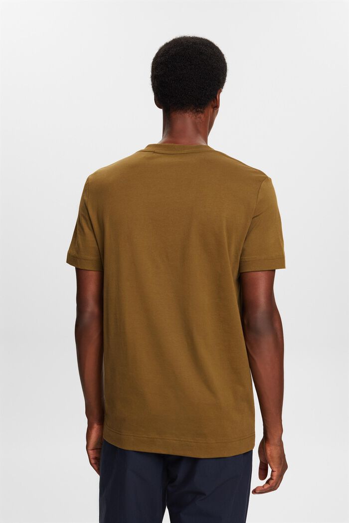 Jersey-T-Shirt mit V-Ausschnitt, 100 % Baumwolle, DARK KHAKI, detail image number 4