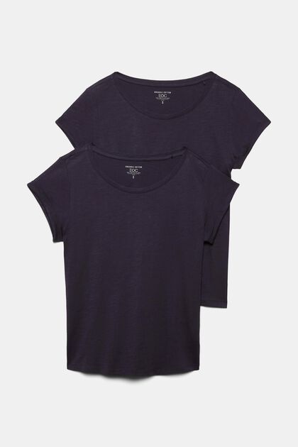 2er Pack Basic-T-Shirt, Organic Cotton, NAVY, overview