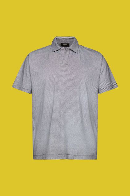 Gestreiftes Jersey Poloshirt, Baumwolle-Leinen-Mix
