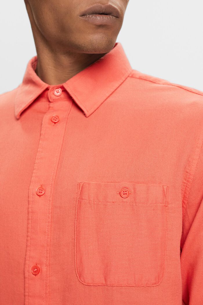 Schmales, strukturiertes Hemd, 100 % Baumwolle, CORAL RED, detail image number 2