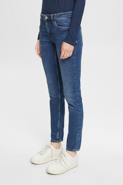 Elastische Slim-Fit Jeans, BLUE DARK WASHED, overview