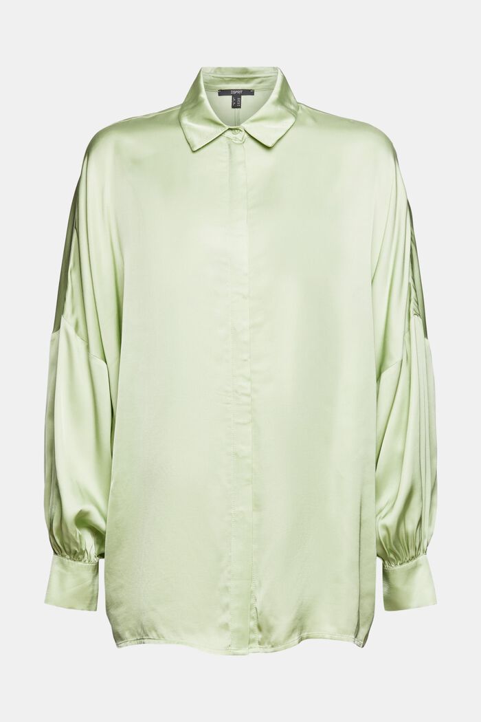 Bluse in Satinoptik, PASTEL GREEN, overview