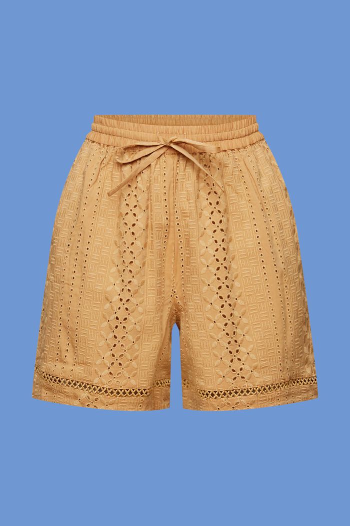 Bestickte Shorts, LENZING™ ECOVERO™, KHAKI BEIGE, detail image number 7